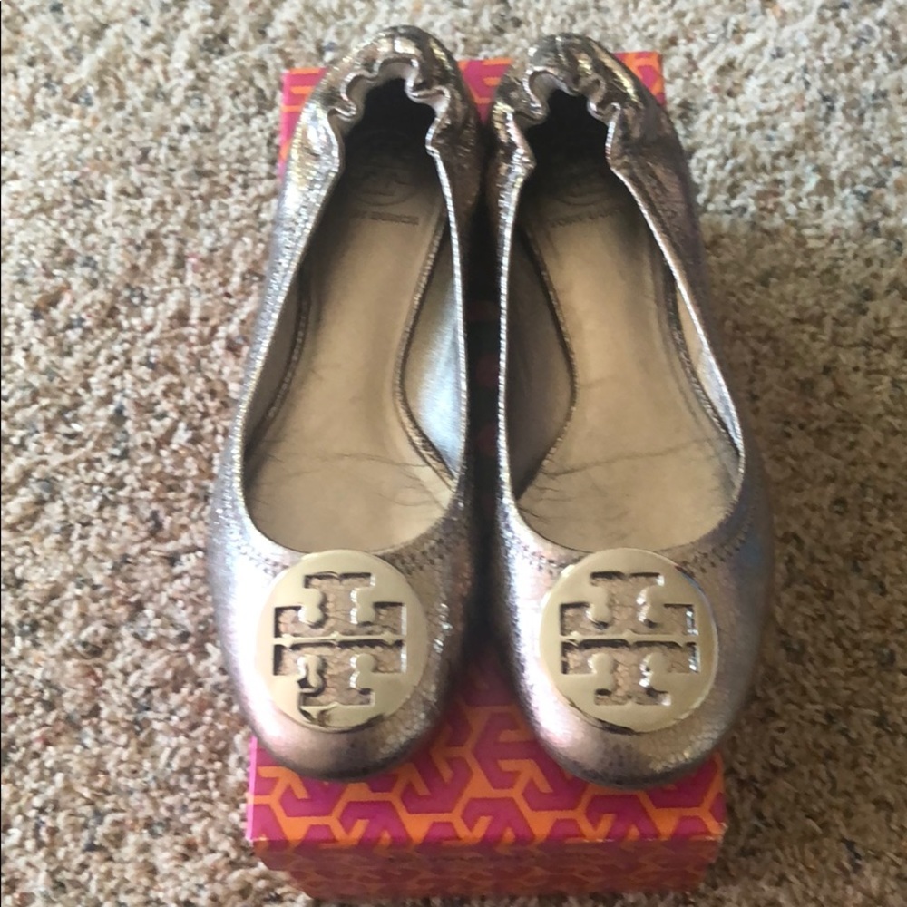 Tory Burch Reva flats 9.5 silver